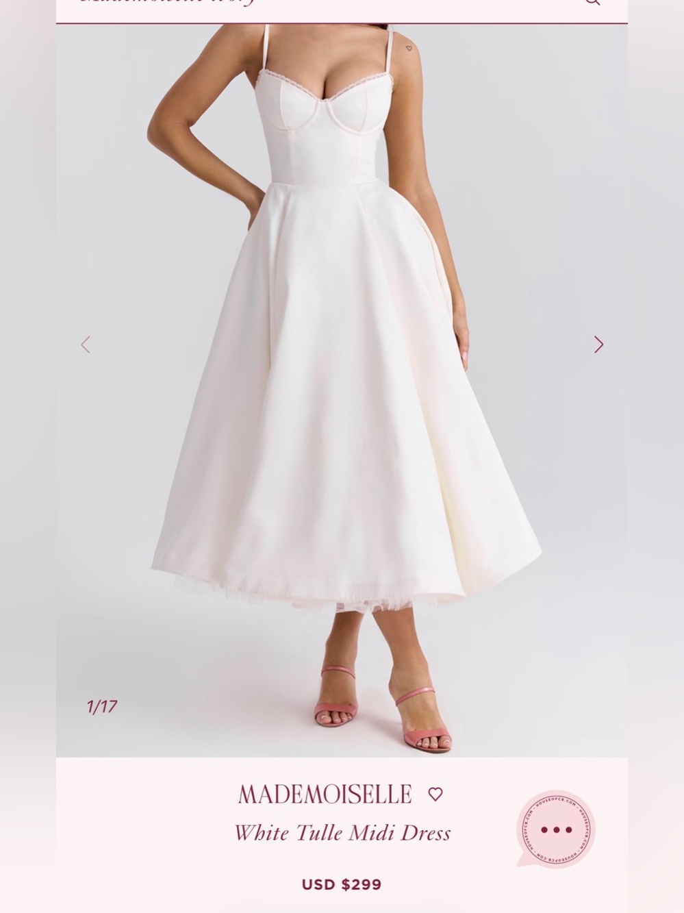 House of CB MADEMOISELLE

White Ivory Tulle Midi Dress size Large
